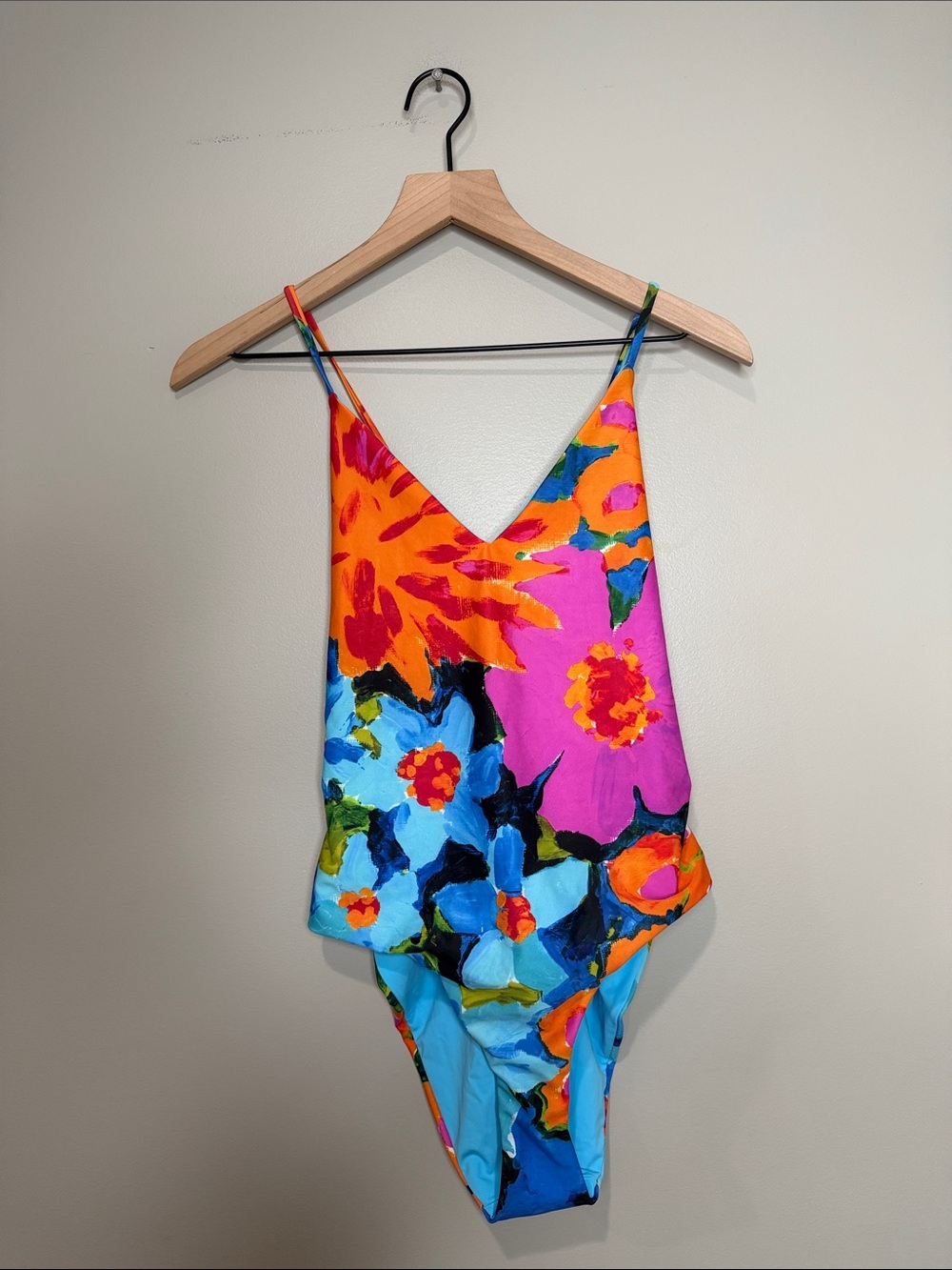 NWT Mara Hoffman Emma Blue Multi TI One Piece Swimsuit Large